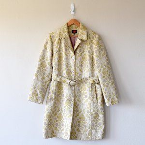 Gold and Pink Floral Tapestry Coat Vintage Size XL